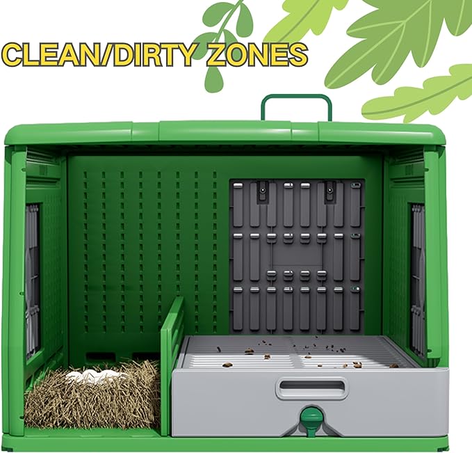 Durable Tall Plastic Large Chicken Coop with Run Outdoor - Easy Assembly Ajustable Portable Chicken House with Insulated Besting Boxes, Waterproof Cover, Clean Drawer, Mobile Wheels (Extend)