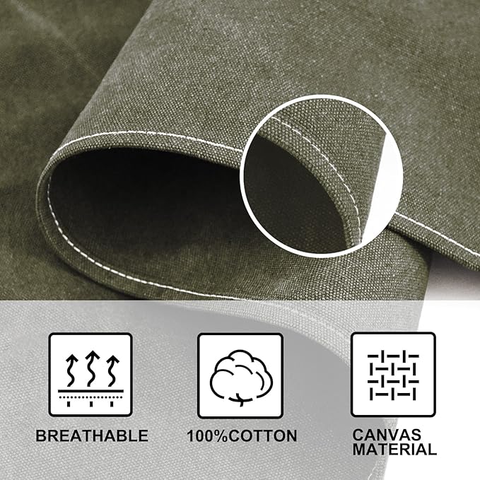 Chef Apron for Men Women Canvas Aprons with 3 Pockets Cross Back Resistant Work Apron for Cooking