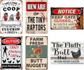 Metal Farm Signs: Funny Chicken Coop Decor - Home & Kitchen Gift - Chickens Plaque - 6 Pcs, 8x12 Inch