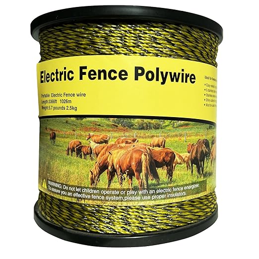 Upgraded Electric Fence Polywire 3366 feet 1026 Meters,1/8 Diameter Portable Electric Fencing Polywires, 6 Stainless Steel Strands for Reliable Conductivity and Corrosion Resistant
