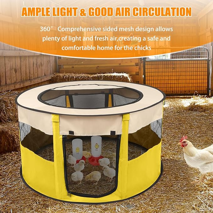 Chicken Brooder Box for Chick Starter Kit - 2026 Upgrade XL (Extra Large) Double Door Chick Brooder Pen//Holds Up to 20 Baby Chicks, Ducklings, Quail(Yellow)