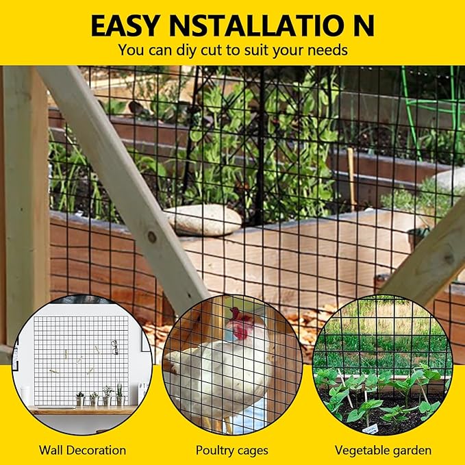 24" x 100" Hardware Cloth 21 Gauge, Black Galvanized Welded Wire Mesh Roll for Chicken Coop Fence, Poultry Netting, Garden Fence, Rabbit & Snake Cage, Heavy Duty Welding Fencing (24×100-21Gauge)