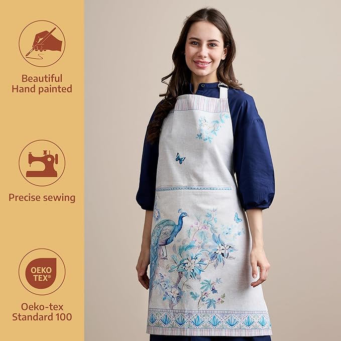 Maison d' Hermine 100% Cotton Apron for women with Pocket Kitchen Chef Apron for Men Cooking Easter Decorations