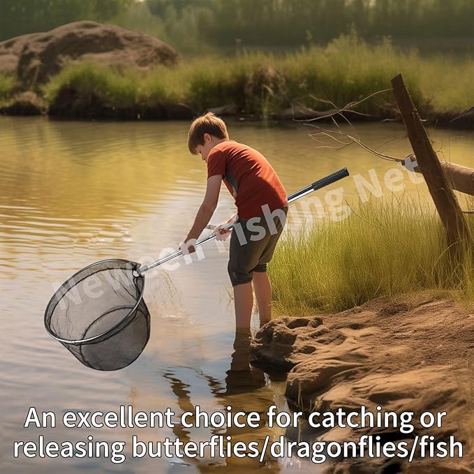 Neween Fishing Net, Foldable Collapsible Telescopic Fish Landing Net, Durable Nylon Material Mesh Landing Net for Easy Catching or Releasing for Trout