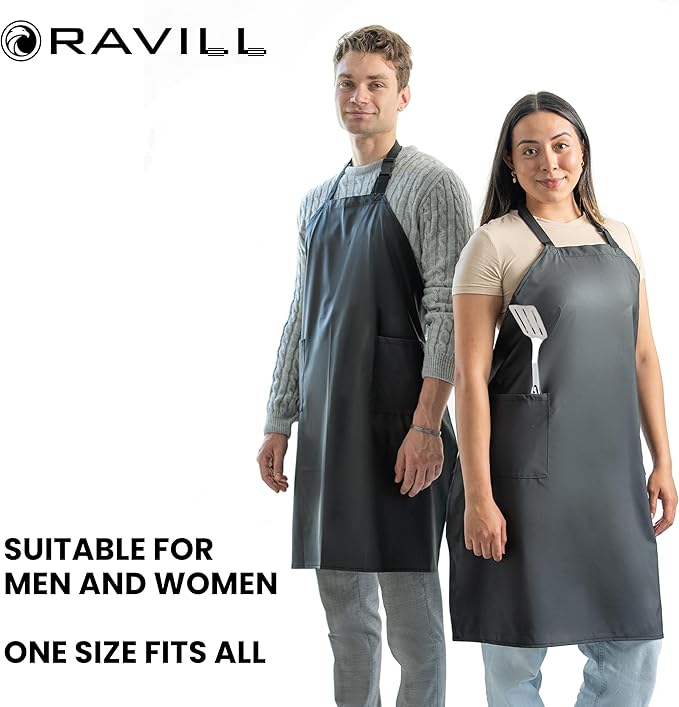 Waterproof Apron For Men and Women - 2 Pockets - 35" Long Multi Purpose Work Aprons for Dishwashing, Dog Grooming