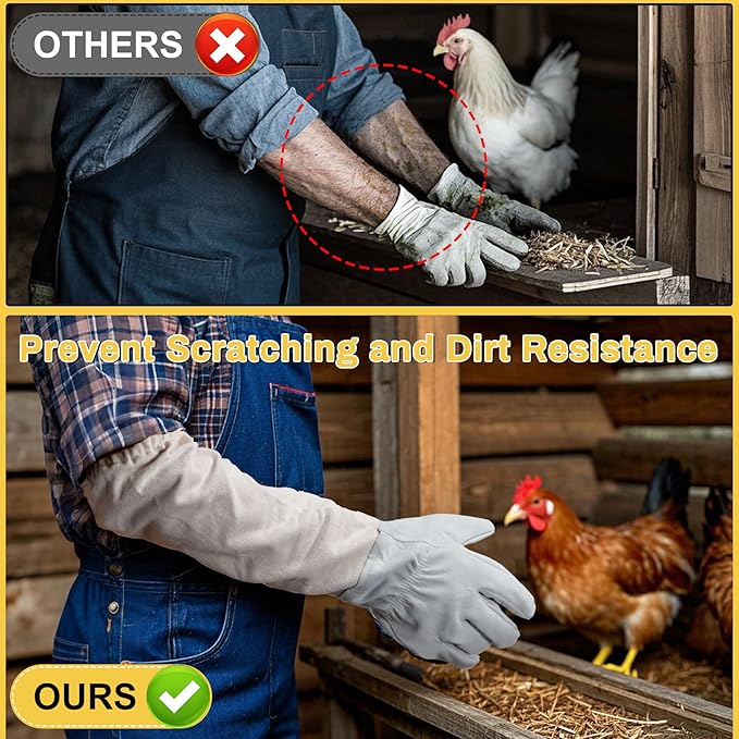 2 Pack Chicken Handling Gloves,Washable and Tight Cuff Design,Prevent Scratching and Dirt,Bite Proof Gloves for Chicken,Cat,Dog,etc