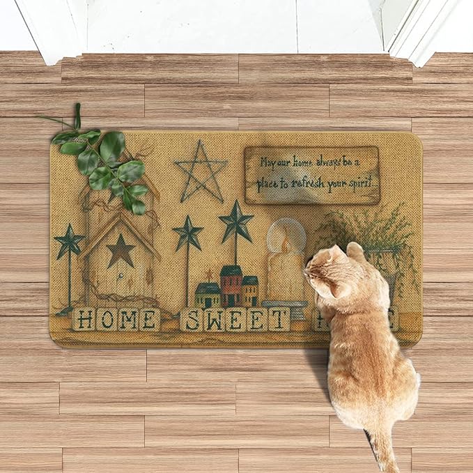 Roszwtit Farmhouse Kitchen Rugs and Mats, Home Sweet Home Door Mat, Seasonal Washable Non-Slip Floor Mats for Home Kitchen Decor 30x17 Inch