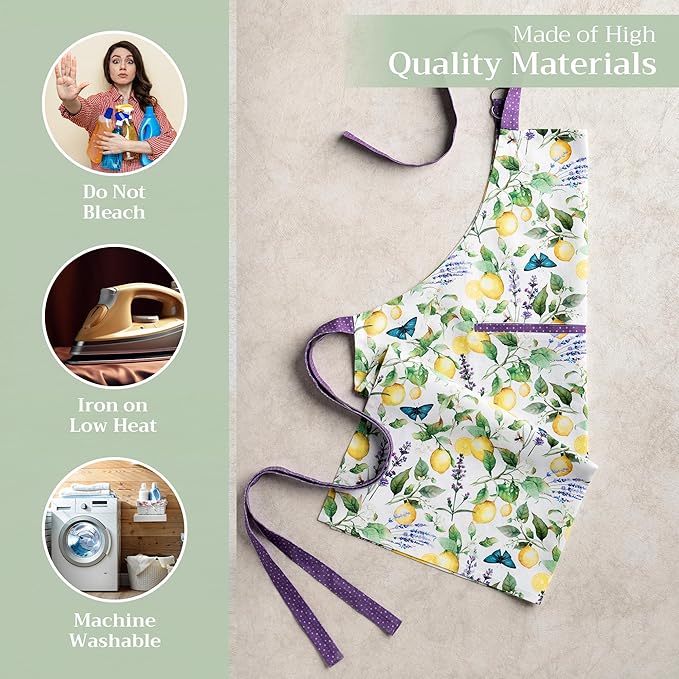 Maison d' Hermine 100% Cotton Apron for women with Pocket Kitchen Chef Apron for Men Cooking Easter Decorations