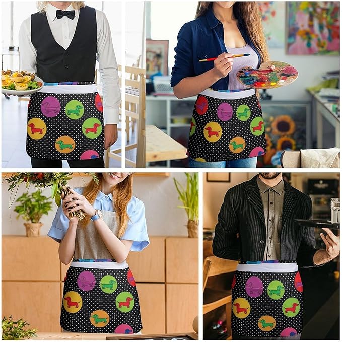 Half Apron with 3 Pockets Chef Cooking Kitchen Restaurant Aprons for Women Men