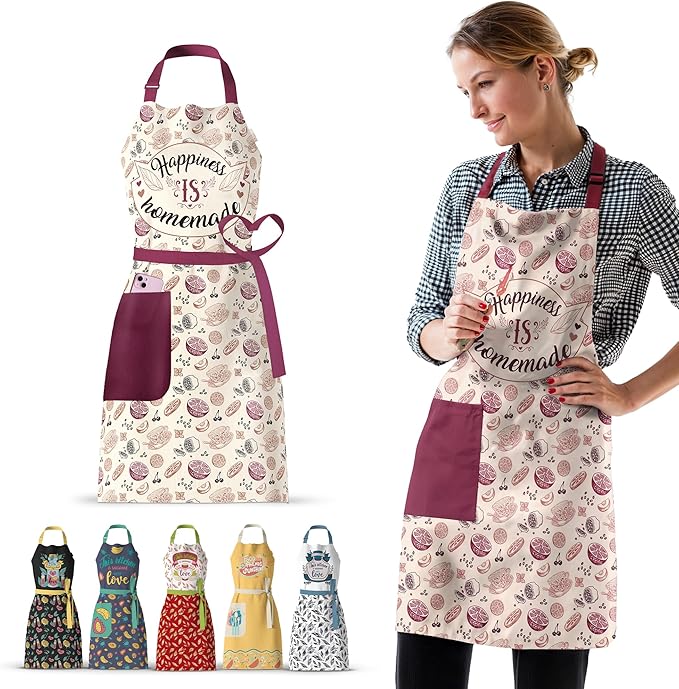 Waterproof Apron for Adults – Adjustable Fit with Deep Pockets, Stylish Cooking & Baking Apron for Women & Men