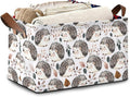 Cute Hedgehog Storage Basket,Leaf Collapsible Storage Bin Cubes for Living Room Bedroom Blankets Home Storage 17x11.5x10Inch
