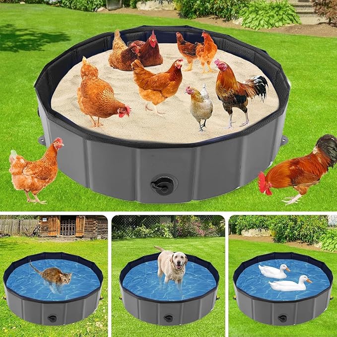 Chicken Dust Bath Tub - Large Capacity Coop Cleaning Container, Durable Bath Box, Easy Clean Poultry Accessory, Outdoor Hygiene Tool | Dusting Tub for Chickens Ducks Quails Turkeys Pets