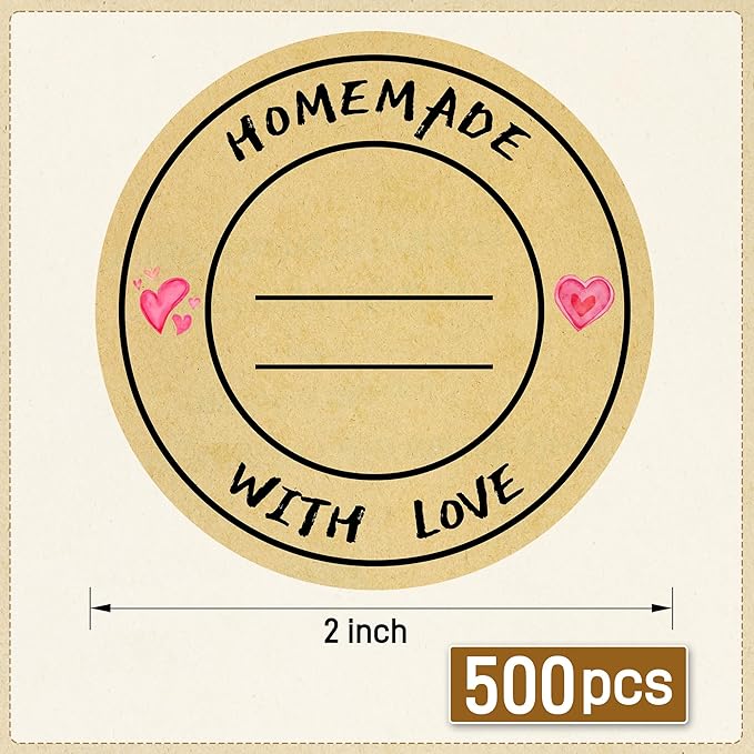 Jam and Jelly Jar Canning Labels for Mason Jars and More(2" Round 500/roll) with Lines for Writing- Jar Labels Jam, Jelly, and More