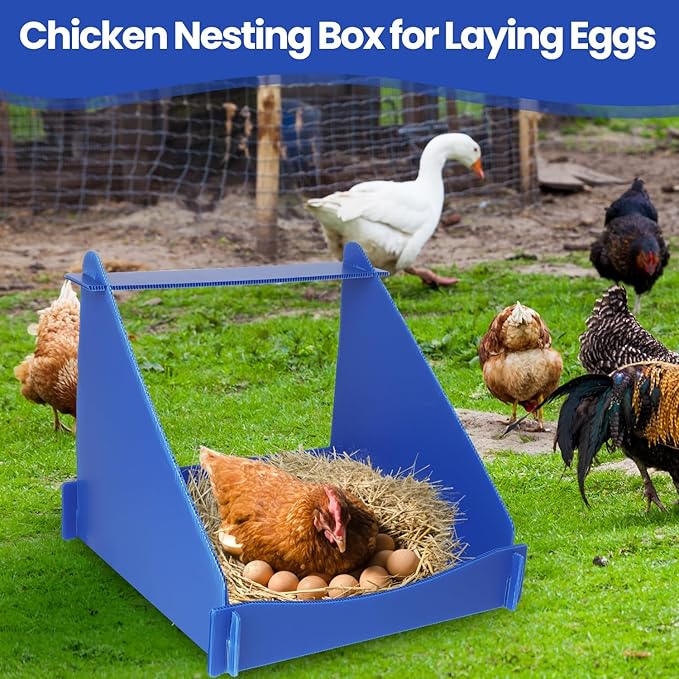 4 Pack Nesting Boxes for Chickens, Chicken Nesting Box for Laying Eggs, Durable Chicken Laying Nest Box for Hens, Ducks and Poultry,Blue