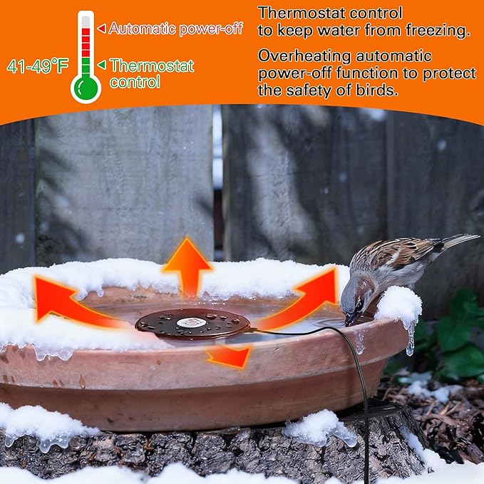 Dreyoo Bird Bath De Icer, 60w Submergible De Icer, Thermostatic Controlled Winter Water Heater Deicer for Bird, Chicken, Duck, Farm Trough, Design Patent Product(3 Pack)