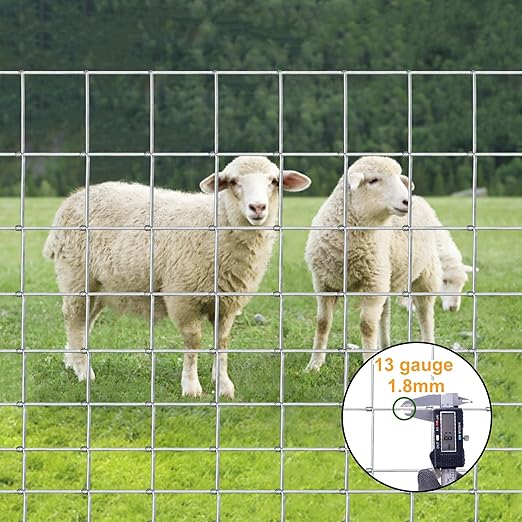 4ft x 164ft Galvanized Farm & Field Fence - Heavy Duty Animal Wire Mesh for Cattle, Goat, Deer, Sheep, Hog, Horse - Durable Yard Livestock Protection Fencing