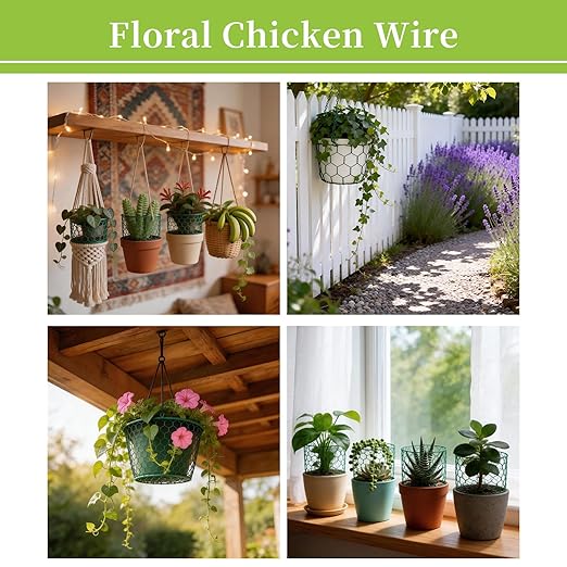 Floral Chicken Wire for Floral Arrangements for Reinforce Chicken Wire Fencing 4 x 118 Inch Hexagonal Galvanized Mesh Fence Includes Gloves Ties & Cutter