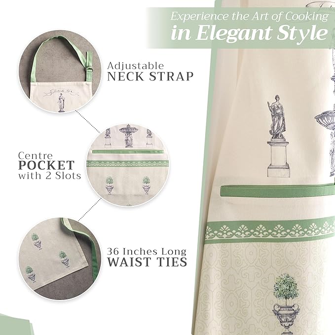Maison d' Hermine 100% Cotton Apron for women with Pocket Kitchen Chef Apron for Men Cooking Easter Decorations