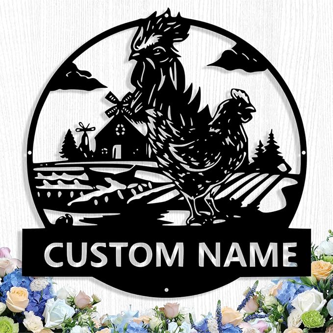Custom Chicken Coop Metal Sign, Personalized Chicken Coop Sign for Outside, Custom Metal Hen House Farm Signs, Chickens Hen House Farmhouse Wall Art Decor