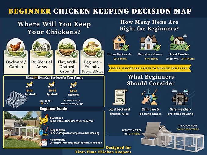 Large Wooden Chicken Coop with Run for 2–6 Chickens Outdoor Hen House with Raised Floor, Weatherproof Roof, 6 Nesting Boxes, 3 Perches & Slide-Out Tray Hen Coop for Backyard Poultry Pets