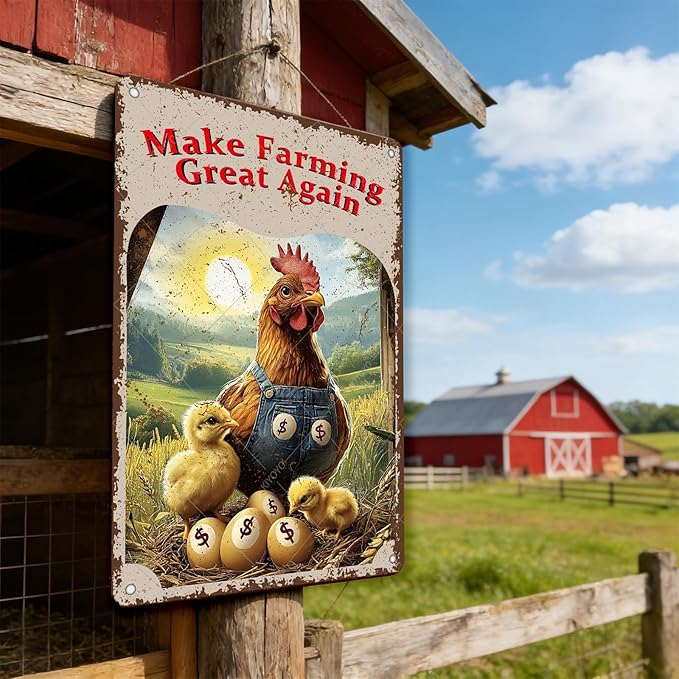 Make Farming Great Again Chicken Coop Signs Rustic Farmhouse Chicken Coop Farmers Market Decor Backyard Poultry Lovers 12x8 Inch