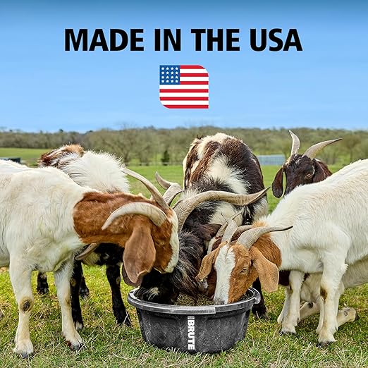 Rubbermaid Commercial Products Brute 6-Gallon Animal Pan Feeder, RigidCell Construction, Stackable Livestock Feed Bowl, Made in USA
