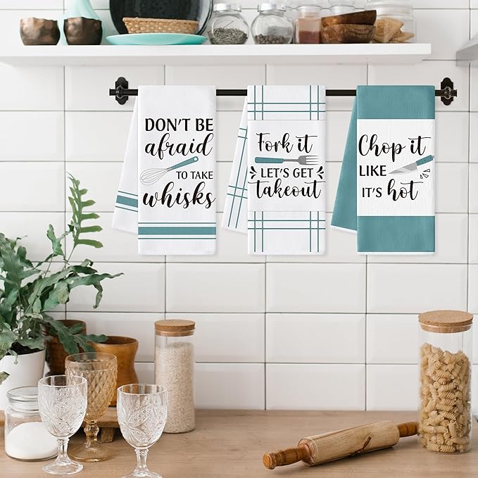 GROBRO7 Funny Kitchen Hand Towel - 6Pcs Fun Sayings Kitchen Farmhouse Vintage Decorative Soft Polyester Dish Towels for Home Bar Dining Room Restaurant Decor Housewarming Gift for Mom Women Hostess