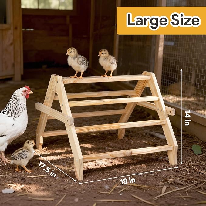 17" Extra Long Chicken Perch, 3-in-1 Chicken Roosting Bars with Swing, Natural Pine Wood Chicken Roost, Chicken Coop Accessory for Hens, Chicks, Parrots & Other Birds