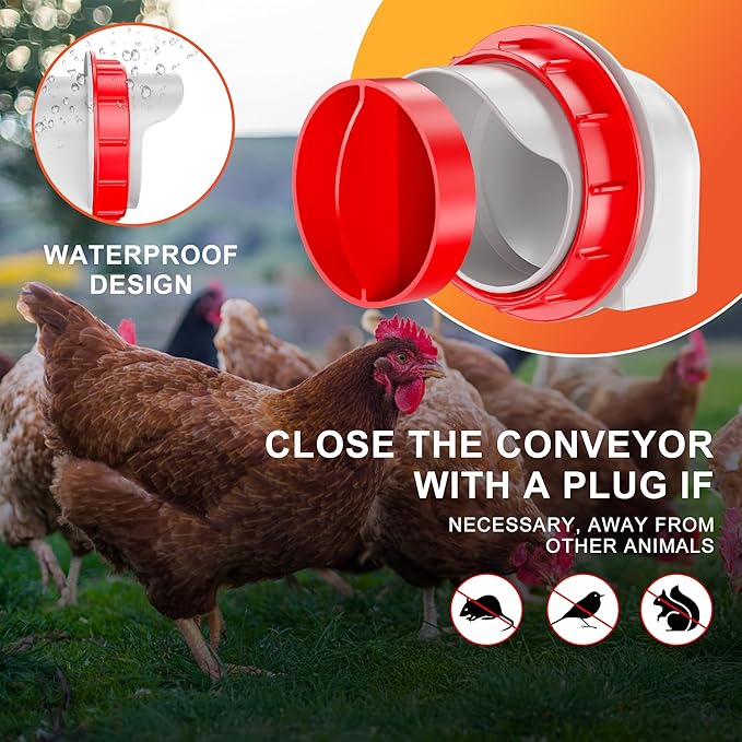 Large Chicken Feeders No Waste, DIY Automatic Poultry Feeder 4 Ports 3.74 in Hole Saw with Covers Gravity Feed Kit for Buckets Barrels Bins Troughs