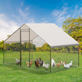 Large Walk-in Metal Chicken Coop with Run – 9.8L x 6.5W x 6.5H Outdoor Chicken Runs with Galvanized Steel Frame, Waterproof & UV-Resistant Cover, Spire Roof for Yard, Farm, Chickens, Ducks & Rabbits