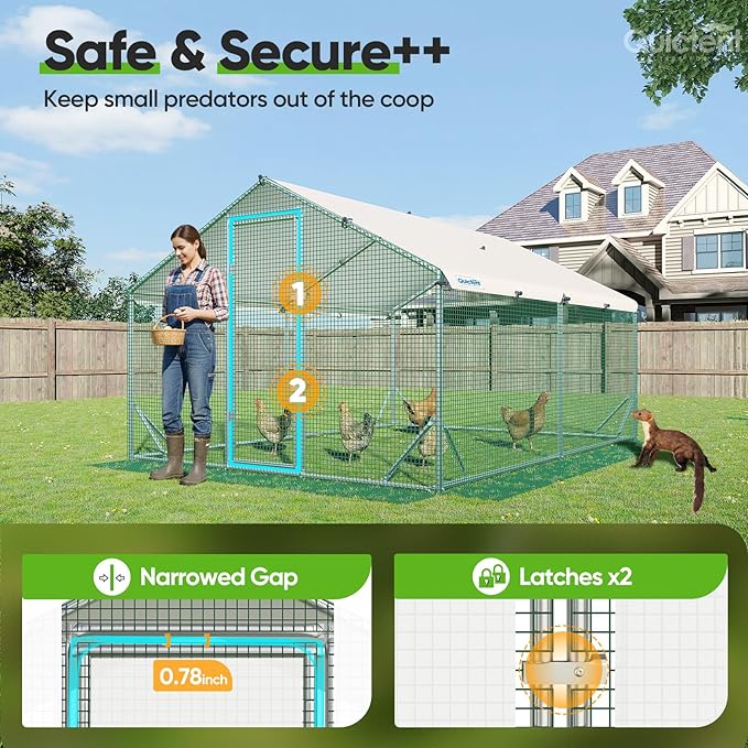 Quictent Advanced Series 12x9 ft Metal Chicken Coop Run with Side Hardware Cloth, Large Walk-in Outdoor Poultry Cage Heavy Duty Predator Proof Hen Duck Rabbit Farm Pen House, Waterproof Anti-UV Cover