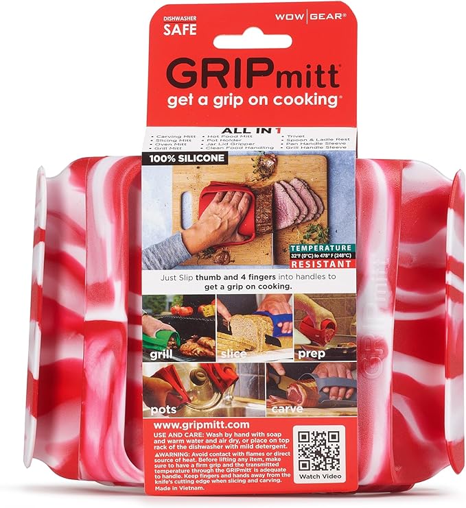 Silicone BBQ & Kitchen Mitt - 2pk Set (Camo Red, Small/Medium)