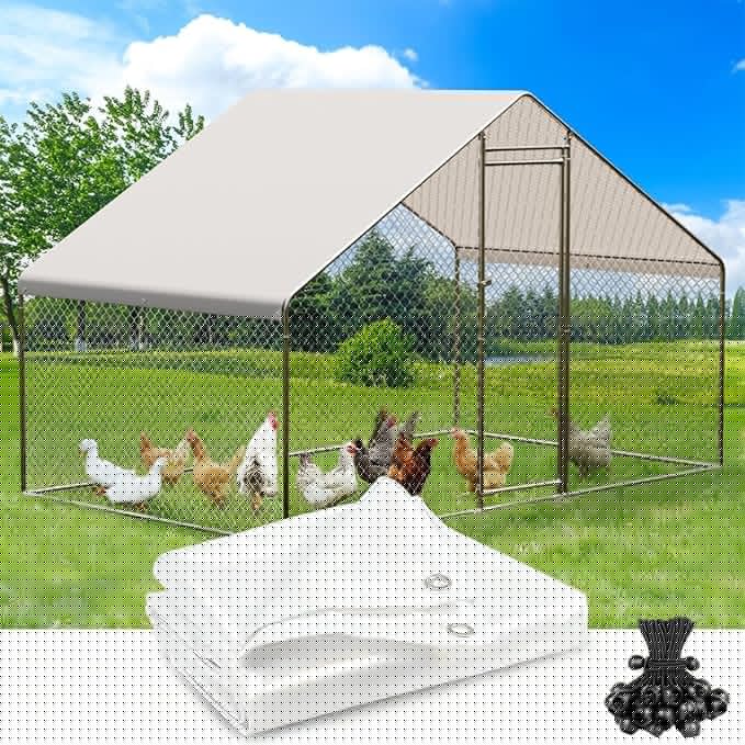 Chicken Coop Cover Waterproof Accessories,11.5x6.3 ft Chicken Run Cover for Winter,Waterproof Insulated Chicken Coop Tarp with 25 Pcs Ball Bungees Cords(1 Pcs)
