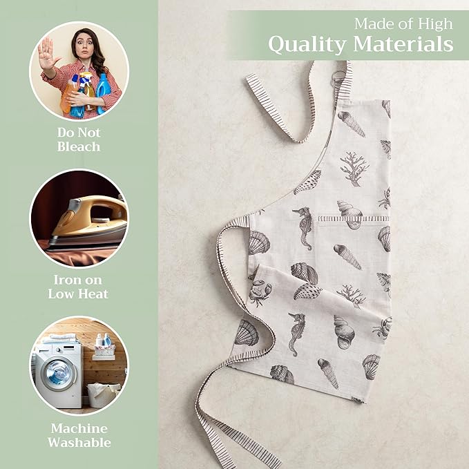 Maison d' Hermine 100% Cotton Apron for women with Pocket Kitchen Chef Apron for Men Cooking Easter Decorations