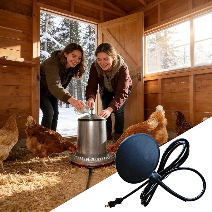 Chicken Waterer Heater Base, Cold Weather Drinking Equipment, Heated Chicken Waterer Base, Durable Material for Farm Coops, Duck Rooster Turkey Pigeons Quail Birds Poultry Cold Weather Use