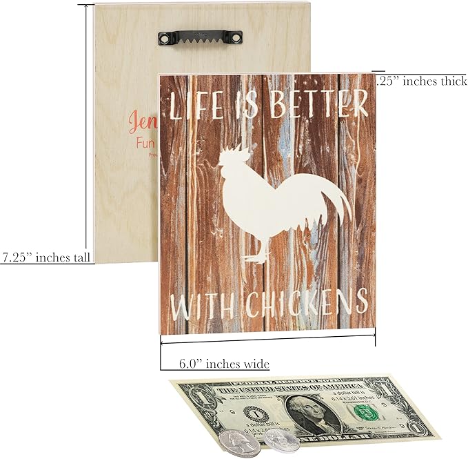 JennyGems Life is Better with Chickens Wooden Sign, Chicken Decor and Gift, Farm Decorations, Made in USA