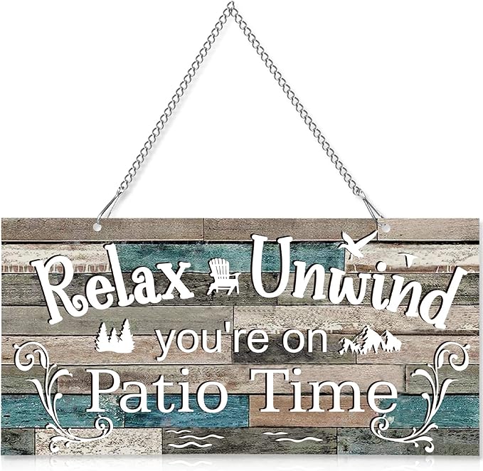 Hotop Patio Decor Patio Sign Decorations Outdoor Metal Porch Wall Decor Rustic Farmhouse Wall Art for Backyard Porch Balcony Gazebo Accessories(10 x 5",Vivid)