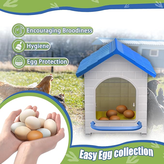 Chicken Nesting Box for Laying Eggs 1/2/3 Pack Large Easy to Assemble Hen Plastic Nesting Box with Washable Nesting Pad for Chicken Coop Wall or Ground Mounted (3 Pack)