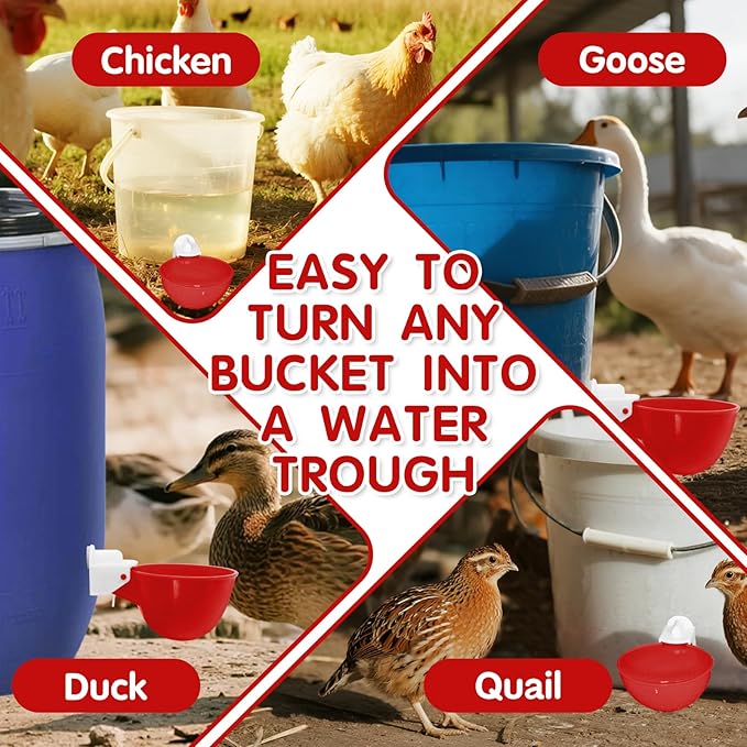 Chicken Waterer Cups,8 Packs Automatic Chicken Water Feeder Suitable for Chicks, Duck, Goose, Turkey and Bunny | Poultry Water Feeder Kit