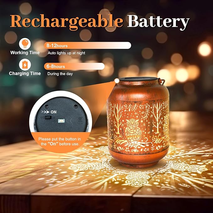 Owl Solar Lanterns Outdoor Waterproof Owl Gifts for Women Hanging Metal Solar Lights Outside Garden Ornament for Yard, Patio,Pathway Landscape,Mothers Day Gifts for Mom,Grandma