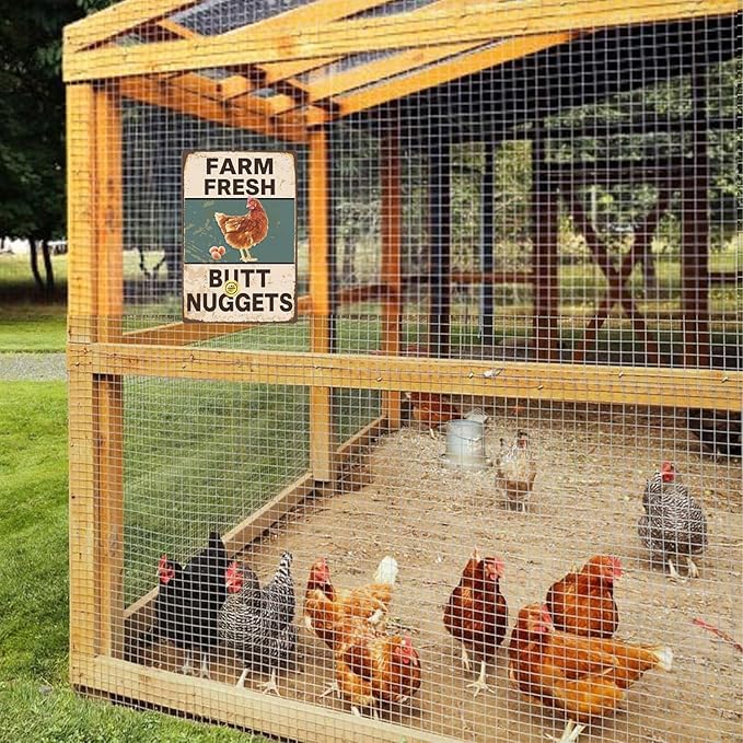 2 Pack Chicken Signs Funny Chicken Coop Decor, Farm Sign for Home Kitchen Outdoor Decor Chickens Plaque Gifts for Chicken Fan Lovers 8×12 Inch