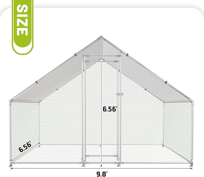 Large Metal Chicken Coop Chicken Pen with Water-Resident and Anti-UV Cover Walk-in Poultry Cage Chicken Runs for Yard with Cover Duck Rabbit Dog House Outdoor