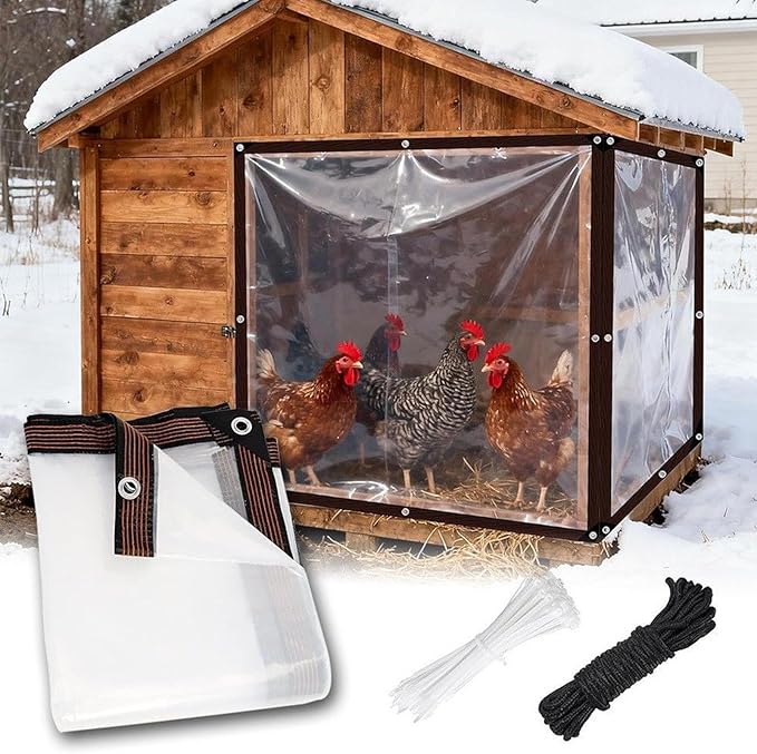 Genérico Winter Chicken Coop Cover with Reinforced Edges, Waterproof Intended A, for Gardening, Winter, Shed, Patio, Roof, Outdoor, Room,