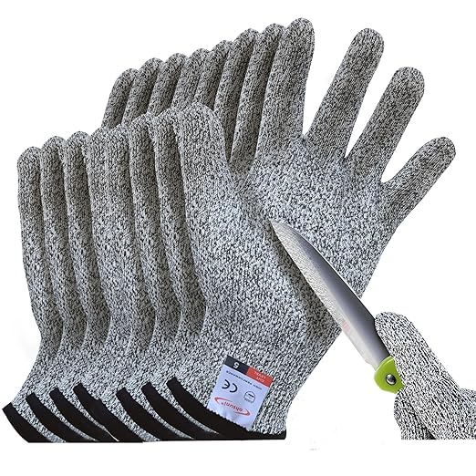 Cut Resistant Gloves, 4 Pairs of Food Grade Cut Resistant Gloves, Cutting Gloves for Kitchen, Oyster Shucking, Fish Fillet Processing, Carving Wood and Gardening(Large)