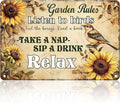 PEACHGARDEN Vintage Garden Rules Metal Tin Sign Outdoor Wall Art Women Gardening Gifts Durable Rustic Patio Yard Farmhouse Decor 12x16inch