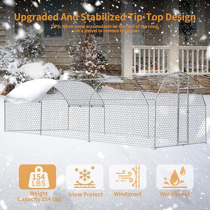 Large Chicken Coops, Chicken Runs for Yard with Cover, 19.6'L x 9.8'W x 6.5'H Walk in Chicken Coop, Poultry Cage Chicken Run Pen, Outdoor Duck Rabbit Cage Poultry Pens for Backyard, Farm, Yard