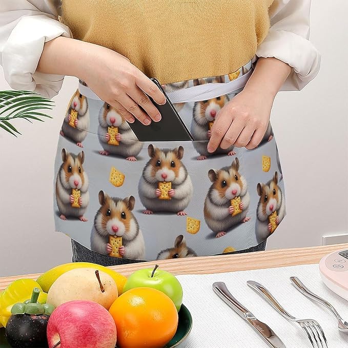 Half Apron with 3 Pockets Chef Cooking Kitchen Restaurant Aprons for Women Men