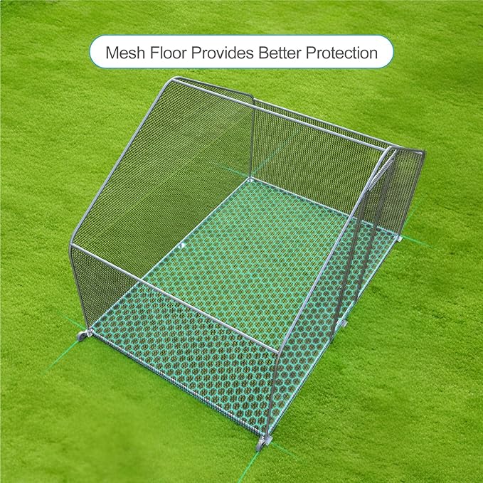 PETS TUFF Chicken Chalet - Chicken Coop for Chickens, Ducks, Rabbits & More - Predator-Resistant, Strong Wire with Mesh Bottom - Wheels for Easy Moving - Wind & Snow Durable Chicken Pen - 124”x81”x79”