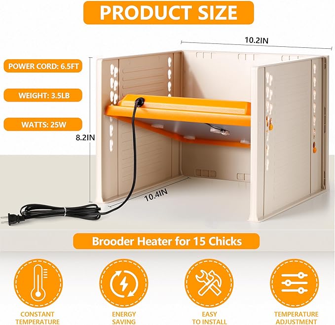 Chick Brooder, Chicken Brooder Heating Plate for Chicks with Adjustable Height and Angle
