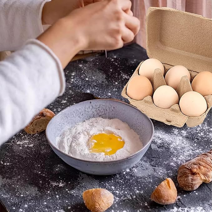 20 Pack Egg Cartons Cheap Bulk, 6 Count Egg Storage Containers Holder, Sturdy Natural Pulp Material Perfect for Storing Extra Eggs，Blank Natural Pulp Carton for Chicken Eggs Reusable